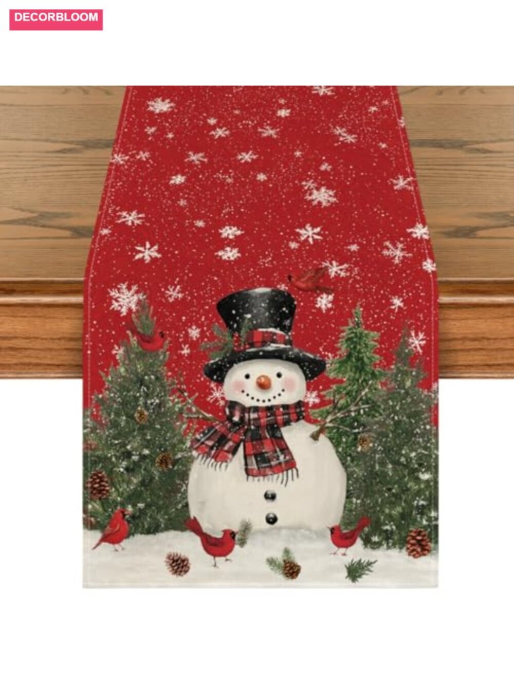 Snowman Christmas Table Runner 13x72 Inch Polyester Holiday Kitchen Decor